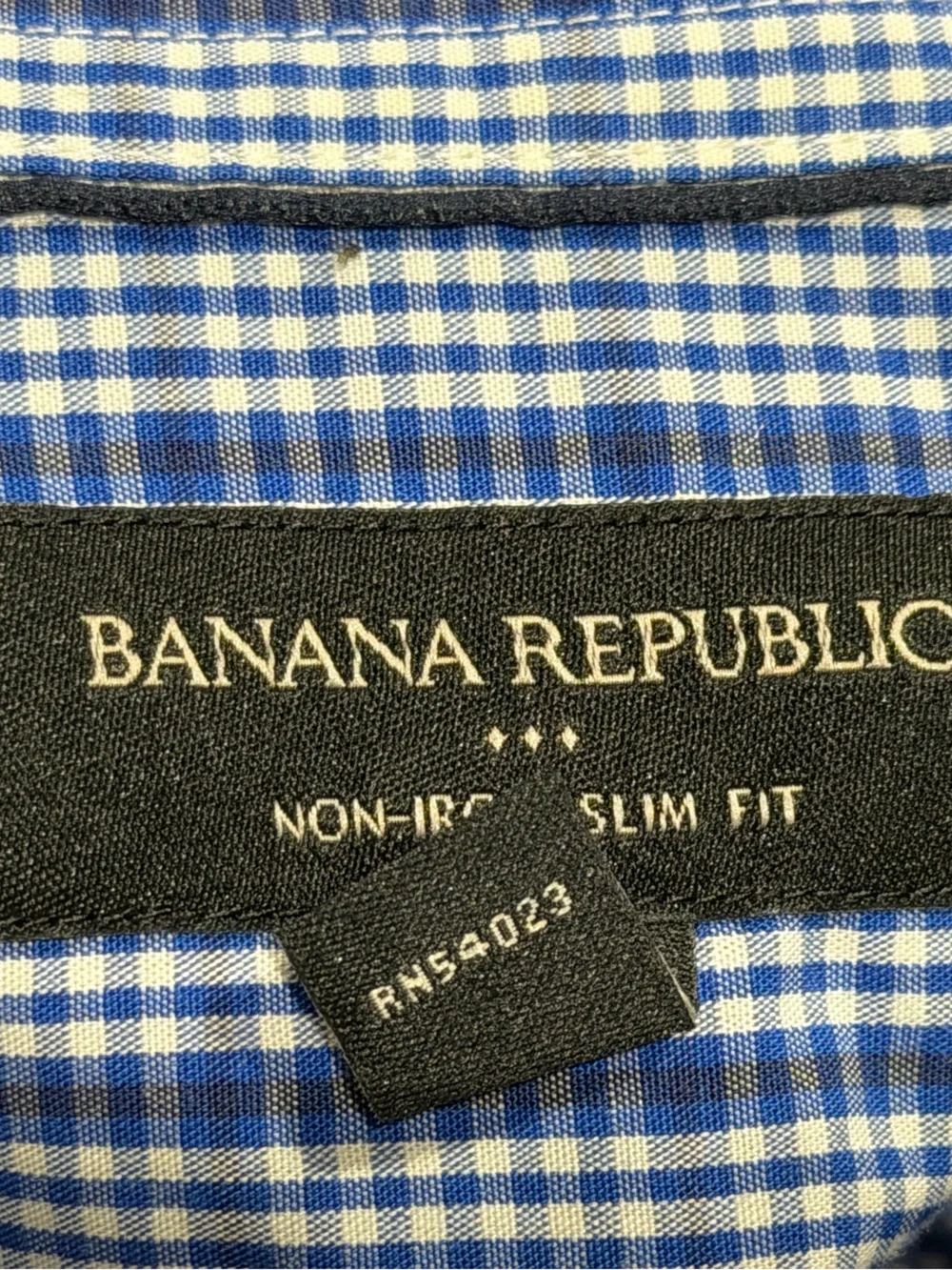 Banana Republic Slim Fit Check Blue Button Down Men's Shirt